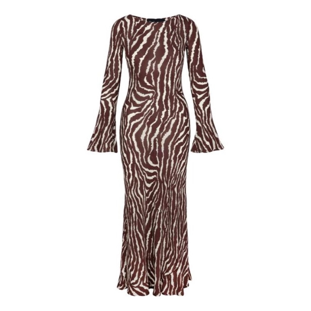 Realisation Par Gia Zebra-Print Maxi Dress in Brown & Cream